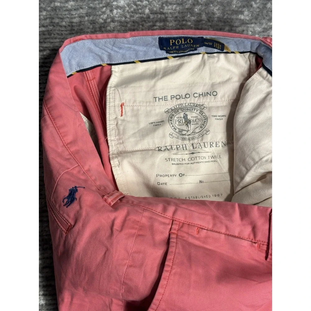 Polo Ralph Lauren Stretch Slim Straight Fit Pants Coral 34x32 Preppy Dress